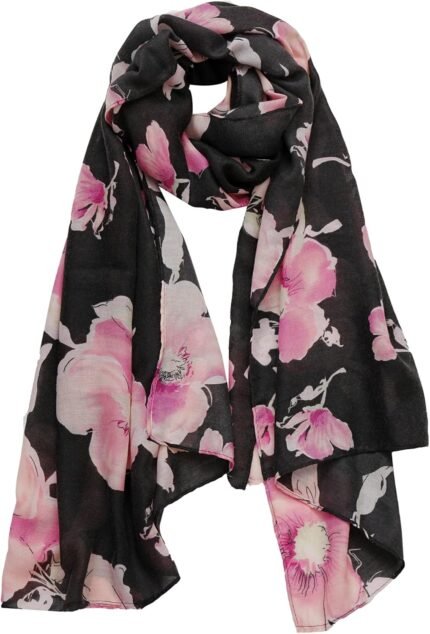 Silk Feeling Scarf for Women 71x30 ﻿ | Soft Warm Fall Neck Head Scarf Wrap, Retro Ginkgo Leaf Pattern Shawl for Cold Office, Elegant Winter Holiday Gift for Her
